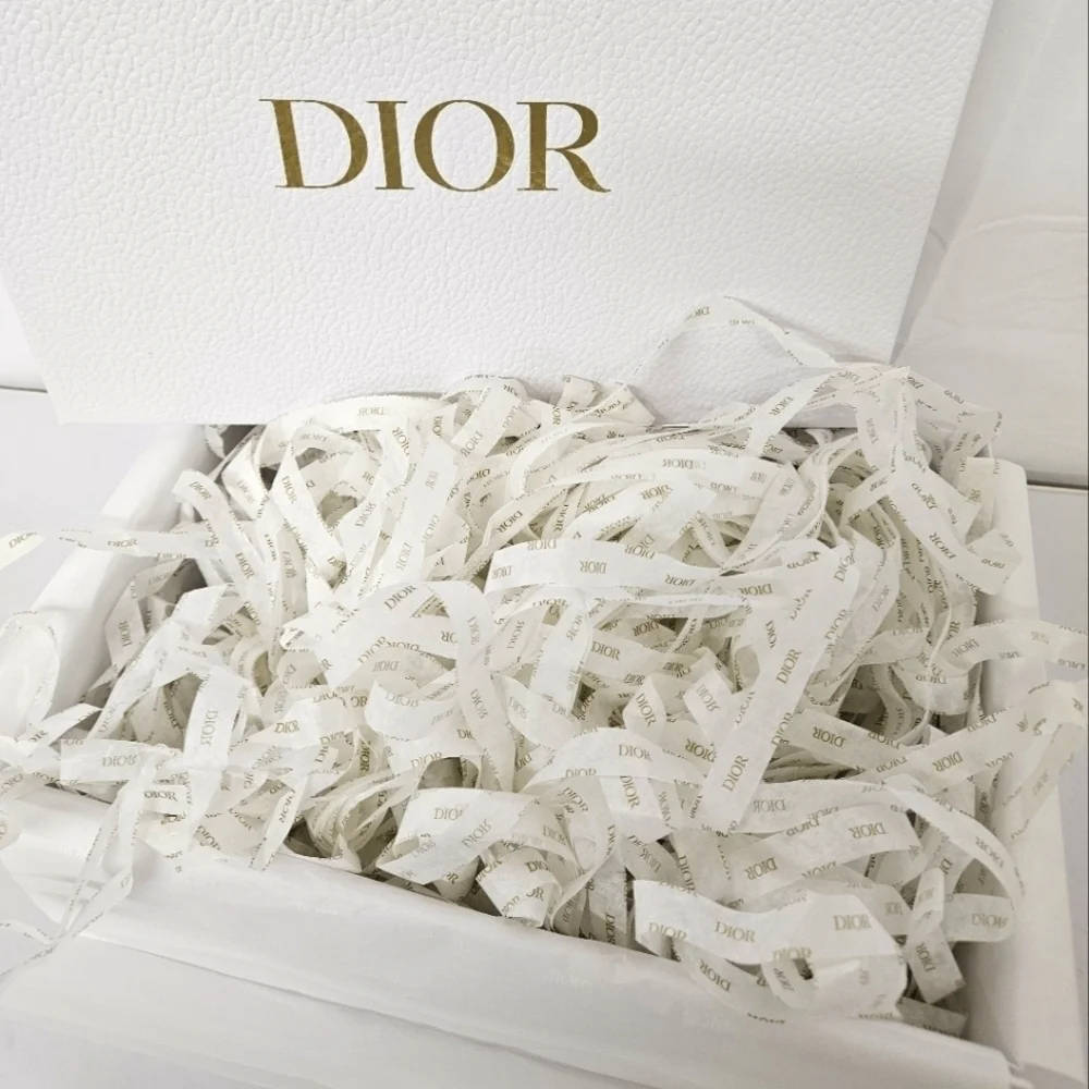 Dior White Gift Box and Tissue Paper Set with Gold Logo NWOT